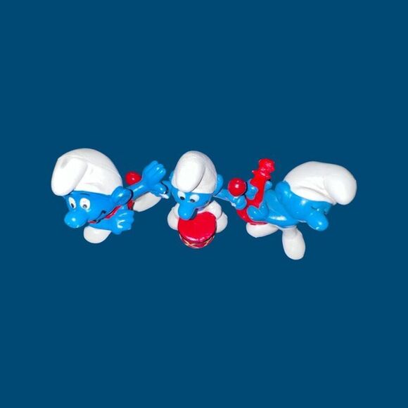 Vintage 1966 MUSICAL Smurf Drummer, Singer & Mandolin, Peyo Schleich Figures B2 - Picture 2 of 6